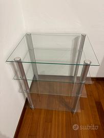 Rack Audio Video in vetro temperato e acciaio