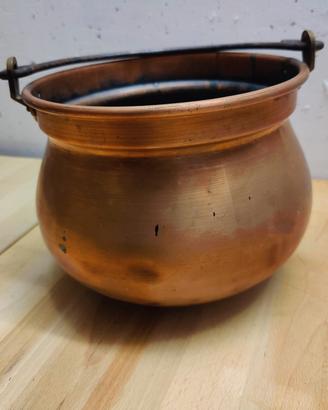 Paiolo vintage in rame da arredamento originale 