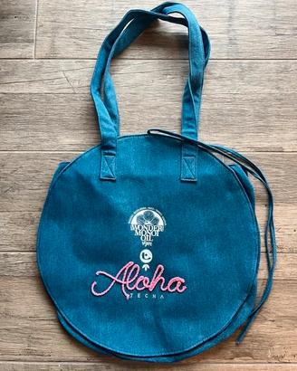 Borsa Rotonda Tecna Aloha Effetto Jeans Nuova