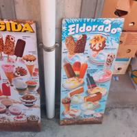 2 cartelli gelati algida eldorado da bar anni 70