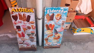 2 cartelli gelati algida eldorado da bar anni 70