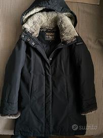 Piumino lungo Woolrich blu per bambini etá 8 anni