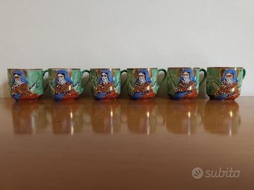 Servizio Caffè Vintage Giapponese Satsuma Moriage