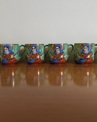 Servizio Caffè Vintage Giapponese Satsuma Moriage