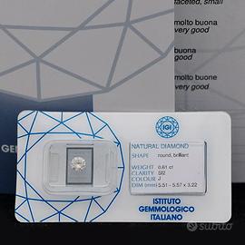 IGI DIAMANTE TAGLIO BRILLANTE 0.61CT J SI2