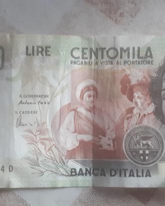 Banconote da 100 mila lire Caravaggio
