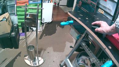 Porta carta + spazzolino per bagno Inox