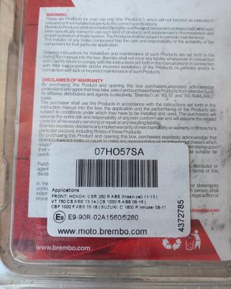 Pastiglie freni anteriori brembo  per moto
