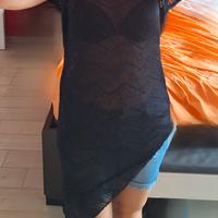 Vestito cotone nero trasparente