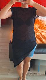 Vestito cotone nero trasparente