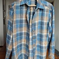 Camicia Vintage Donna in Flanella a Quadri Celeste