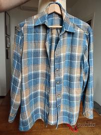 Camicia Vintage Donna in Flanella a Quadri Celeste