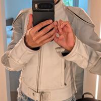 Giacca Belstaff in pelle bianca da moto taglia 40