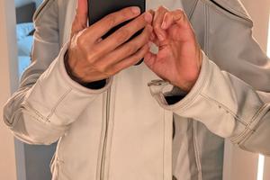 Giacca Belstaff in pelle bianca da moto taglia 40