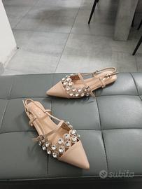 sandalo basso beige n 36 con gioielli
