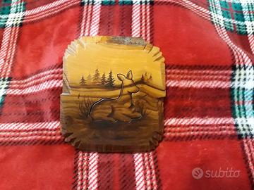 Quadretto artigianale in legno con capriolo