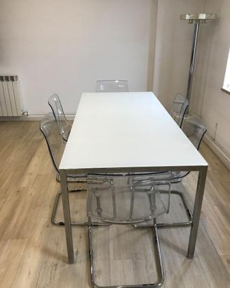 tavolo laminato con piano in vetro con 6 sedie