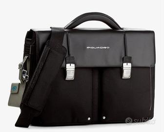 24 ore porta PC in pelle nera Piquadro nuova 