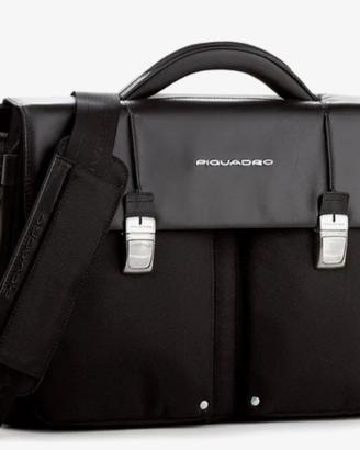 24 ore porta PC in pelle nera Piquadro nuova 
