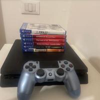 PS4 Slim + 6 Giochi + Joystick Blu