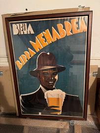 Locandina pubblicitaria Menabrea birra stampa