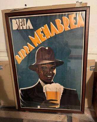Locandina pubblicitaria Menabrea birra stampa