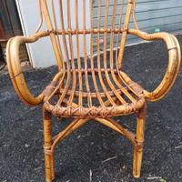 poltroncina vimini bambù midollino anni 80 comoda