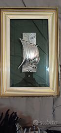 Quadro altorilievo in argento pescatori  Ottaviani
