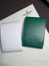Rolex Poushette Porta Orologio In Pelle Verde New