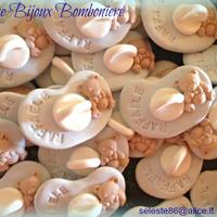 Bomboniere ciucci con nome nascita baby shower