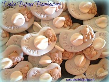 Bomboniere ciucci con nome nascita baby shower