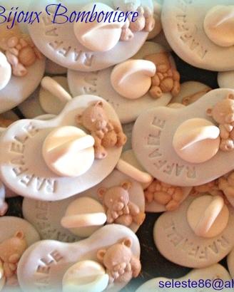 Bomboniere ciucci con nome nascita baby shower