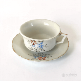 Tazza in porcellana Giapponese con fiori anni '50