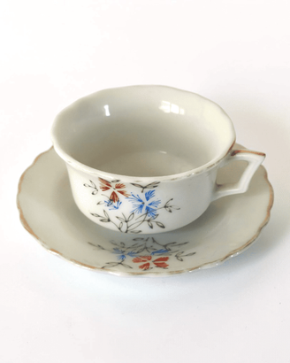 Tazza in porcellana Giapponese con fiori anni '50