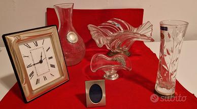 Lotto 6 oggetti argento e cristallo