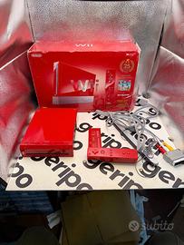 Nintendo wii console rossa con scatola e cavi 