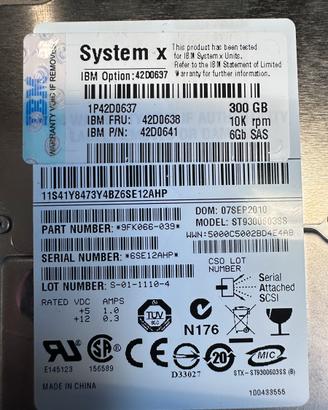Hd IBM 300 GB 10K rpm 6Gb SAS prezzo per 4 pezzi