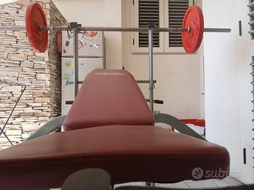 Panca bilanciere classica + asta pesi + 2 dischi