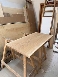 Piano lavabo in rovere massello