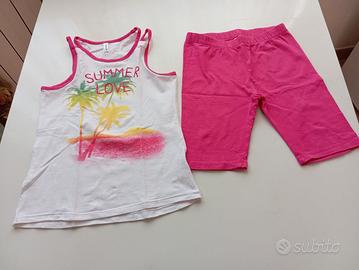 completo bambina canotta + pantaloncino _ 5 -6 ann