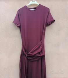vestito bordeaux con nodo davanti 