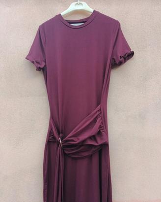 vestito bordeaux con nodo davanti 
