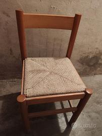 Sedia cucina legno e paglia