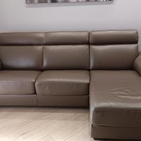 Divano-letto con penisola Delta Salotti vera pelle