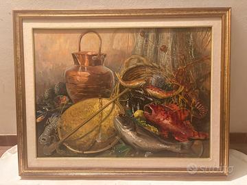 Quadro figurativo di natura morta “di mercato”