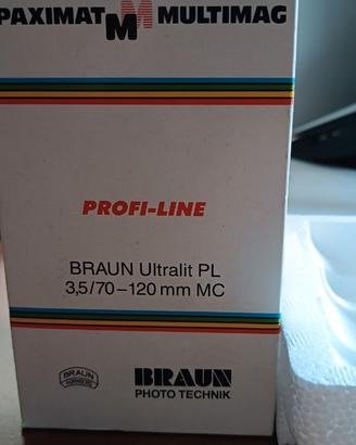 OBIETTIVO VINTAGE BRAUN ULTRALIT PL 3,5/70 120 MM