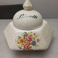 Biscottiera - in ceramica  design a base esagonale