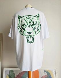 T-shirt bianco Philippe Plein  stampa tigre tg L