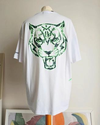 T-shirt bianco Philippe Plein  stampa tigre tg L