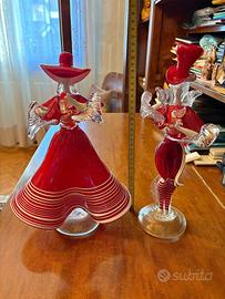 Coppia Ballerini vetro di Murano vintage